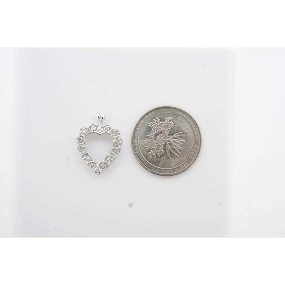 Estate Sale 14k White Gold Diamond Pendant Charm 0.32 TCW Vintage Jewelry - Picture 5 of 6